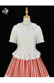 Miss Point Apple Double Lily Mushroom Cotton Blouse(Reservation/Full Payment Without Shipping)